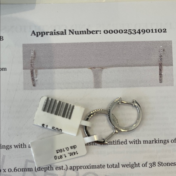 14k White Gold (1.87g) Natural Diamond (0.16ct) Huggie Earrings - Picture 7 of 7